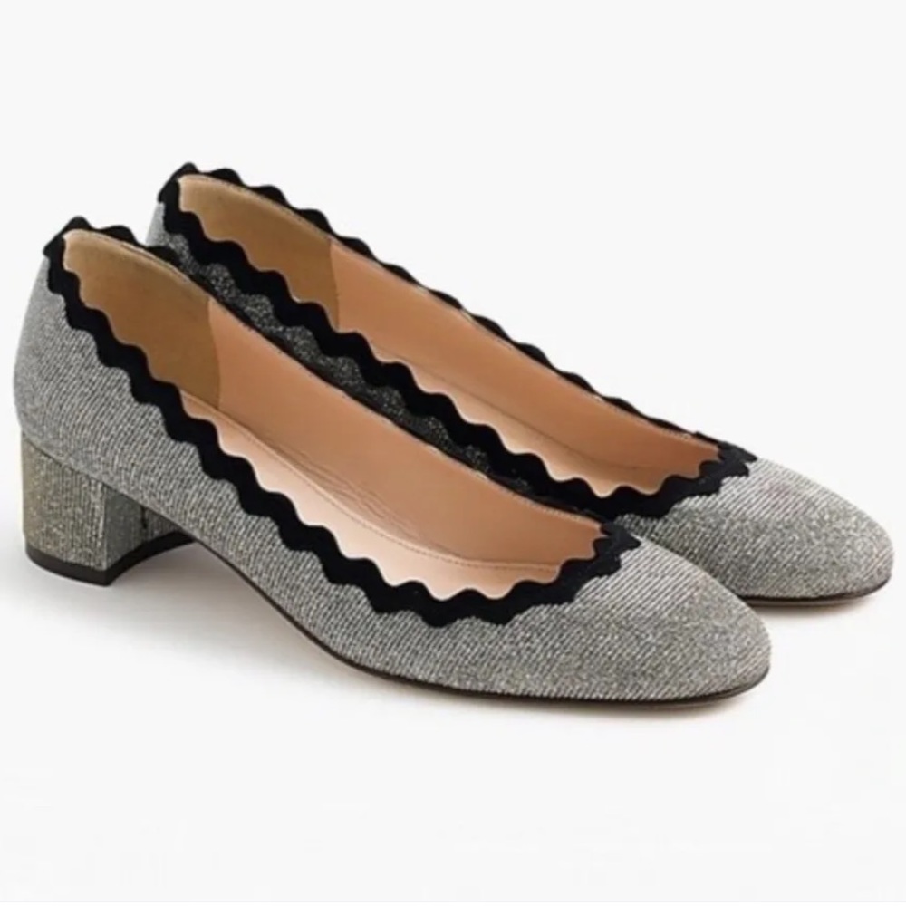 J. Crew Glitter Shoes with Black Trim
